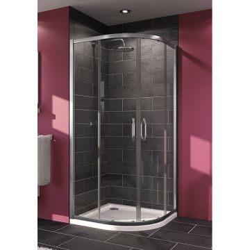 Cabină de duș semirotundă, Huppe, X1A, 90 x 90 cm, r=50 cm, cu 2 elemente fixe și 2 uși culisante