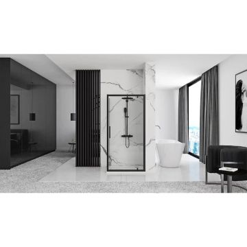 Cabina de dus dreptunghiulara cu usa pivotanta Rea Rapid Swing 120x100 negru