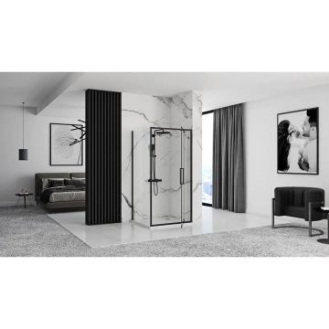 Cabina de dus dreptunghiulara cu usa pivotanta Rea Rapid Swing 120x90 negru