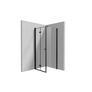 Cabina de dus patrata neagra 80x80 cm, cu usa batanta si perete fix, Deante Kerria Plus