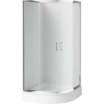 Cabina dus semirotunda 80x80 cm, sticla mata cu 2 usi culisante, Deante Funkia