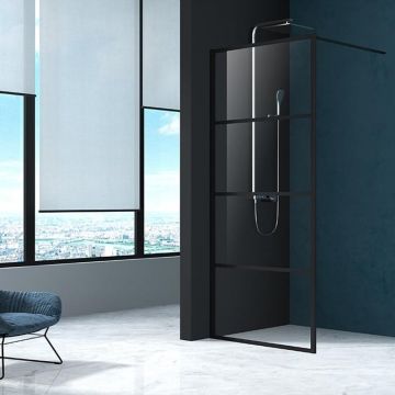 Paravan de  dus Walk-In  Mediterraneo Black 4 100x200 cm Negru Paravan de  dus Walk-In  Mediterraneo Black 4 100x200 cm Negru