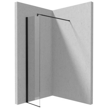Paravan dus profil negru walk-in sticla securizata 40x200 cm, Deante Kerria Plus