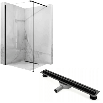 Set Paravan Walk-In Aero 100 cm si rigola Neo Slim 60 cm Rea Negru Mat Set Paravan Walk-In Aero 100 cm si rigola Neo Slim 60 cm Rea Negru Mat