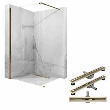 Set Paravan Walk-In Aero 90 cm si rigola Neo Slim Mirror 70 cm Rea Auriu Lucios Set Paravan Walk-In Aero 90 cm si rigola Neo Slim Mirror 70 cm Rea Auriu Lucios
