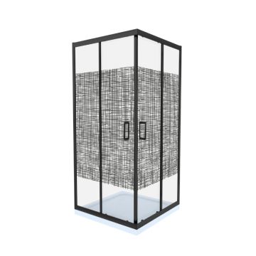 Cabina de dus Celesta Titan patrata 800 x 800 x 1900 mm sticla cu model Lines 104 6 mm profil negru