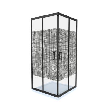 Cabina de dus simpla Celesta Titan  dreptunghiulara  sticla cu model Lines 104 6 mm  90 x 120 x 190 cm  profil negru