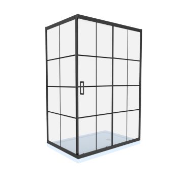 Cabina de dus simpla Celesta Titan  dreptunghiulara  sticla cu model Windows 101 6 mm  90 x 120 x 190 cm  profil negru