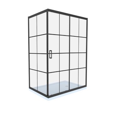 Cabina de dus Celesta Titan rectangulara 900 x 1200 x 1900 mm sticla cu model Windows 101 6 mm profil negru