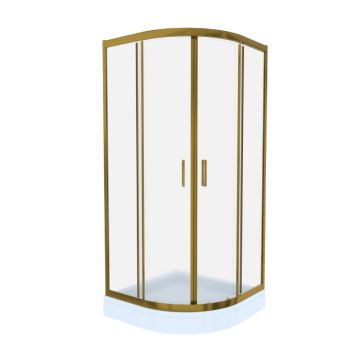 Cabina de dus simpla Celesta Titan  semirotunda  sticla sablata 6 mm  80 x 80 x 190 cm  profil auriu