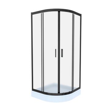 Cabina de dus simpla Celesta Titan  semirotunda  sticla sablata 6 mm  80 x 80 x 190 cm  profil negru