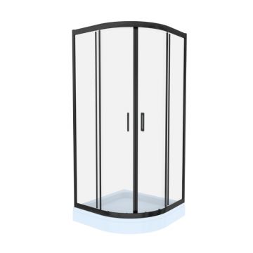 Cabina de dus simpla Celesta Titan  semirotunda  sticla transparenta 6 mm  90 x 90 x 190 cm  profil negru