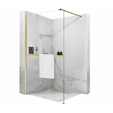 Paravan de dus Walk-In Rea Aero 100 cm Auriu Mat cu suport prosop EVO Paravan de dus Walk-In Rea Aero 100 cm Auriu Mat cu suport prosop EVO