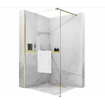 Paravan de dus Walk-In Rea Aero 120 cm Auriu Mat cu suport prosop EVO Paravan de dus Walk-In Rea Aero 120 cm Auriu Mat cu suport prosop EVO