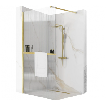 Paravan de dus riflat Walk-In Rea Aero Intimo 120 cm Auriu Mat cu suport prosop EVO Paravan de dus riflat Walk-In Rea Aero Intimo 120 cm Auriu Mat cu suport prosop EVO