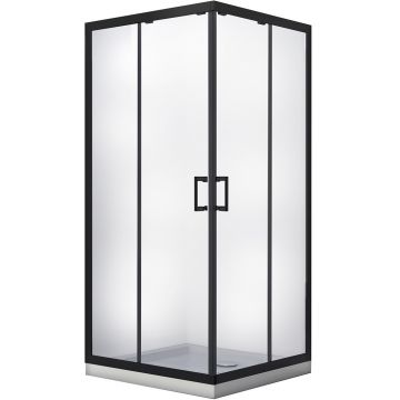 Cabina de dus patrata Besco Modern 80x80 tratata anticalcar  profil negru