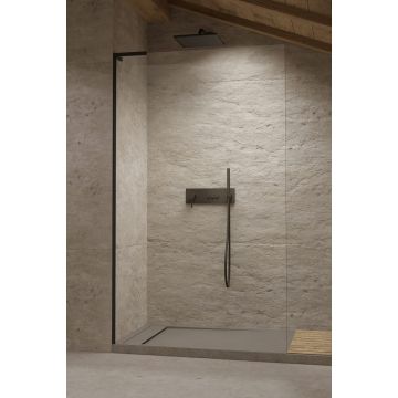 Cabina de dus tip Walk-in Radaway MODO SL II Black 100 cm  orientare stanga  profil negru mat