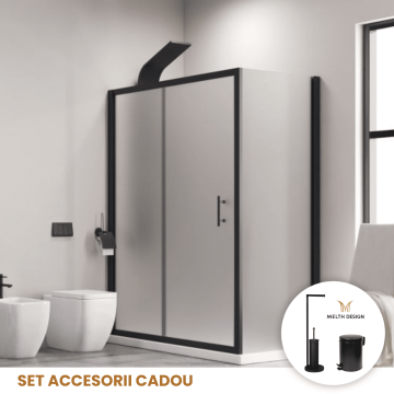 Cabina de dus 100X70 cm Karag Flora 500 Negru Mat + Set accesorii cadou