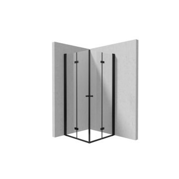 Cabina de dus patrata neagra 80x80 cm cu usi rabatabile Deante Kerria Plus