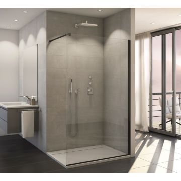 Cabina de dus Walk-In SanSwiss Easy STR4P 110cm  sticla securizata 8mm  profil negru mat
