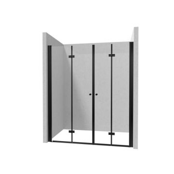 Cabina dus neagra formata din 2 usi rabatabile, 160x200 cm, Keria Plus, Deante