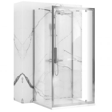 Cabină de duș de perete Rea Rapid Swing, crom, 100x80 cm