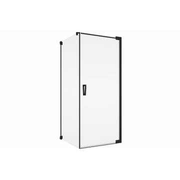 Cabina de dus 70x70 cm cu usa batanta si profil compensator, negru mat, instalare usa dreapta Ronal Cadura