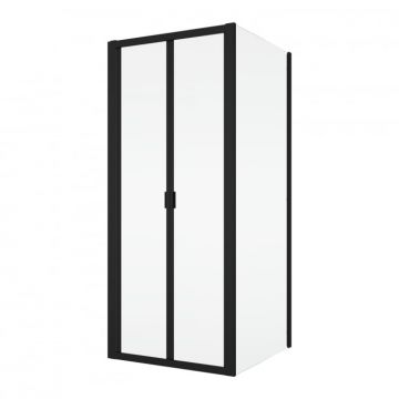 Cabina de dus 80x70 cm, cu usa pliabila culisanta, negru mat, Ronal Divera