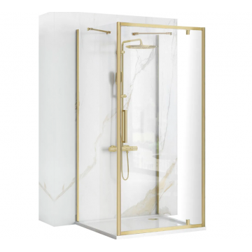 Cabina de dus de colt Rea Rapid Swing 100x100 cm Auriu Periat