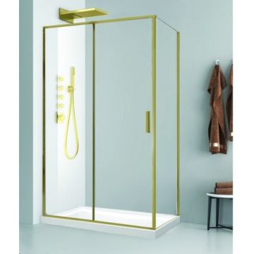 Cabina de dus Mediterraneo Petra Gold dreptunghiulara 100 x 80 cm Auriu Periat