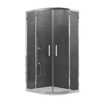 Cabina de dus Sanswiss, Ocelia, semirotunda 90 x 90 cm, cu acces pe mijloc, crom lucios