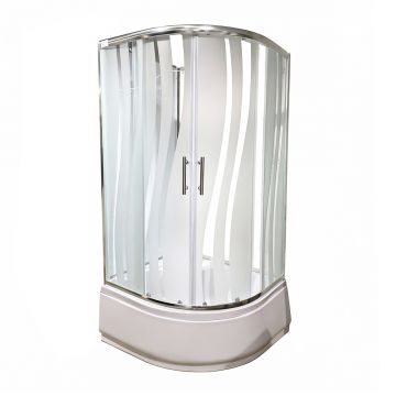 Cabina de dus simpla semirotunda Jupiter  sticla sablata 4 mm  90x90x195 cm  cadita inalta si sifon incluse