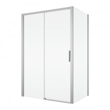 Cabina dus crom 130x90 cm, usa culisanta, grosime sticla 6 mm, tratament anticalcar, Ronal Divera
