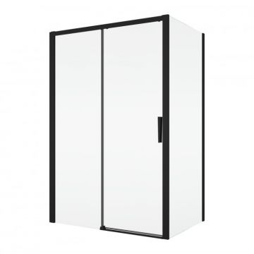 Cabina dus negru mat 100x80 cm, usa culisanta, grosime sticla 6 mm, tratament anticalcar, Ronal Divera