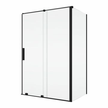Cabina dus negru mat 120x80 cm cu usa culisanta, grosime sticla 8 mm, inchidere perete fix, Ronal Amalia