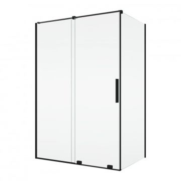 Cabina dus negru mat 120x80 cm cu usa culisanta, grosime sticla 8 mm, Ronal Amalia