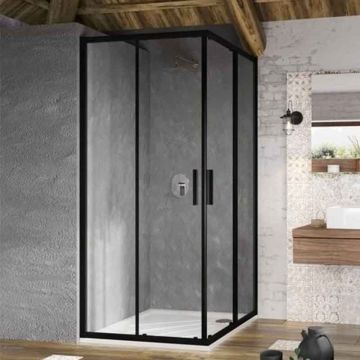 Cabina dus, Ravak, Blix Slim , BLSRV2-80, 80x80x195 cm, profil negru