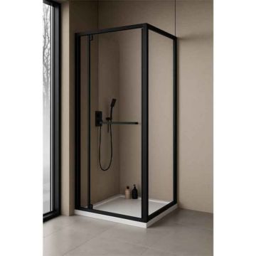 Cabina dus usa glisant,  rotativ 90 x 90 cm, negru mat, Kolpasan, Stellar Uni