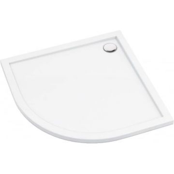Cadita de dus acrilica, alba, 80x80x4.5 cm, semirotunda, Deante Prizma