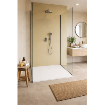 Cadita de dus din compozit, alba, 120x90 cm, Foglia Texture