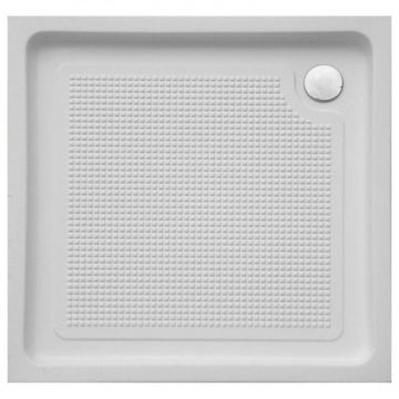 Cadita de dus patrata, acril, alba, 90x90x15 cm, sifon inclus,  Belform, Bella