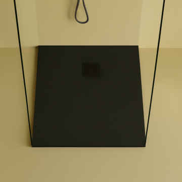 Cadita de dus patrata, din compozit, neagra, 80x80 cm, Foglia Square