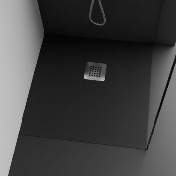 Cadita de dus patrata, din compozit, neagra, textura antislip, 90x90 cm, Foglia Shape