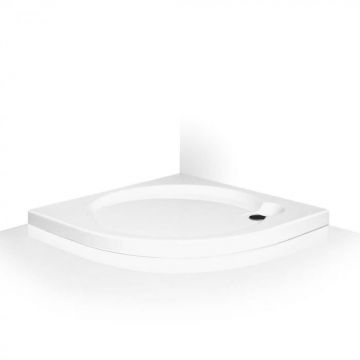 Cadita de dus semirotunda, din acril, alba, 80x80x6 cm, Roth Dream Flat