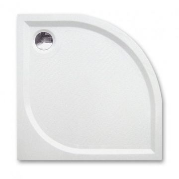 Cadita de dus semirotunda, din marmura, alba, 80x80x3 cm, finisaj anti-alunecare, Roth Dream-M