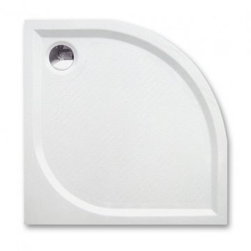 Cadita de dus semirotunda, din marmura, alba, 90x90x3 cm, finisaj anti-alunecare, Roth Dream-M