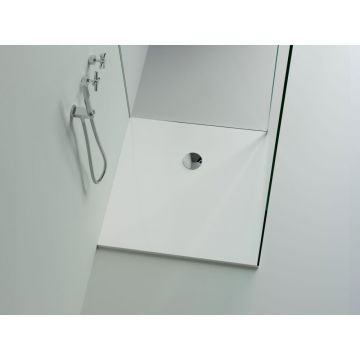 Cadita dus compozit Marmite Burgos 90x90 cm, patrata, alb mat