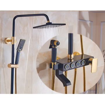 Coloana de Dus Smart, Butoane Interactive, 4 Moduri de Pulverizare,Bronz Negru - Default Title