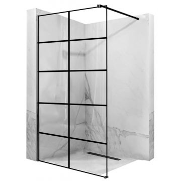 Paravan de dus tip Walk-in Rea Bler-1 90x195 cm profil negru