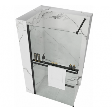 Paravan de dus Walk-In Rea 100 cm Aero Negru Mat Paravan de dus Walk-In Rea 100 cm Aero Negru Mat